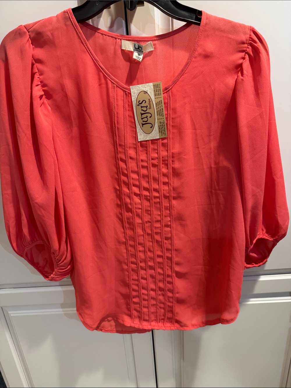 JuJu Coral Pintuck Peasant Blouse - Women's Top